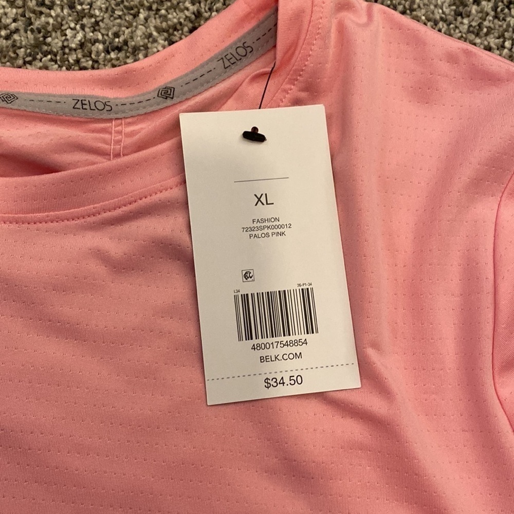 ZELOS Light Pink Ruffle Short Sleeve Top - Picture 3 of 5